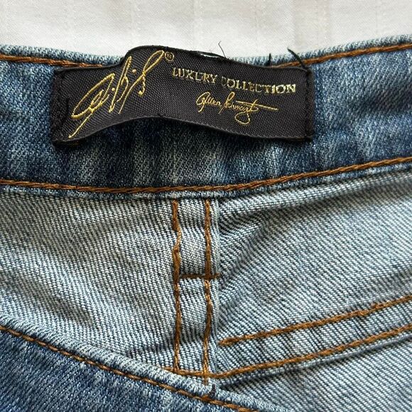 Allen Schwartz Luxury Straight Leg Jeans Distressed Studded Sz 31 - Picture 4 of 6